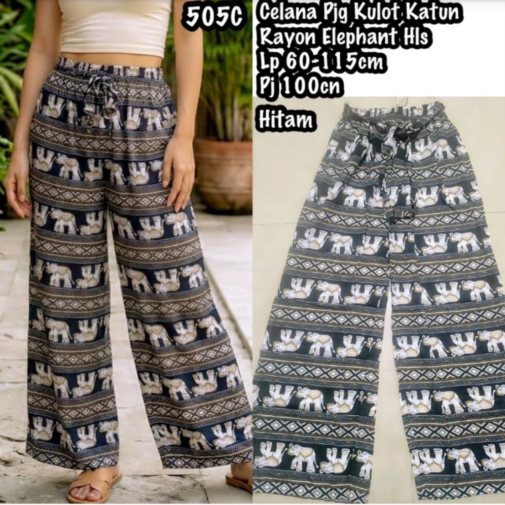 Celana Kulot Wanita Katun Rayon Pinggang Tali Serut Adem Nyaman | Celana Santai Kulot Rayon VIR4L