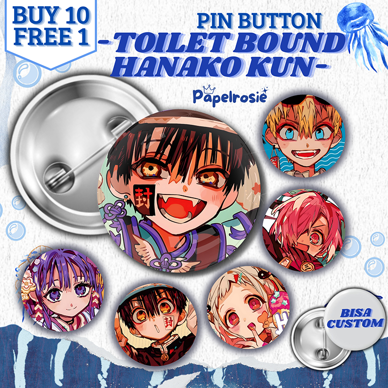 PIN BUTTON TOILET BOUND HANAKO KUN WARNA| PIN PENITI BULAT AESTHETIC TBHK ANIME PIN 44 MM