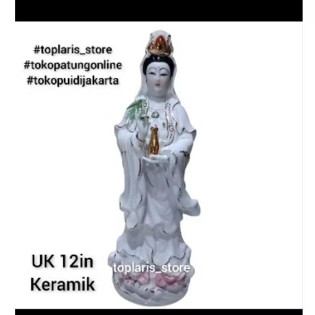 Patung Kwan Im Berdiri 12in Keramik