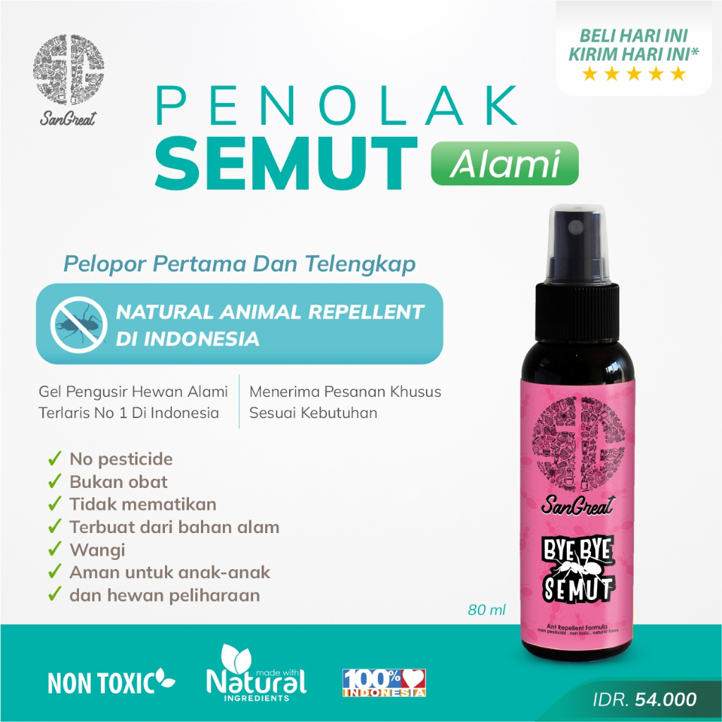 SanGreat Bye Bye Semut 80 ml Pengusir Semut  Anti Semut Alami Non Pestisida aman