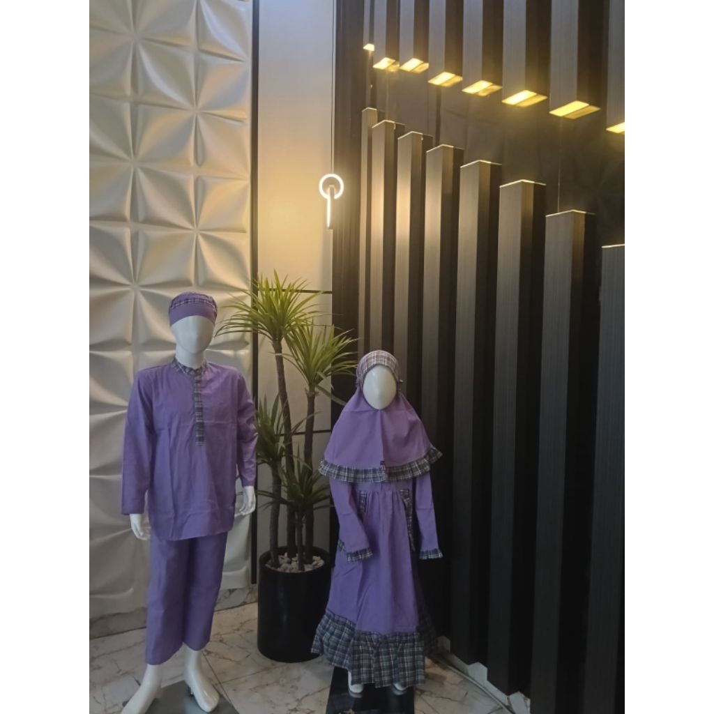 Seragam Muslim  PAUD TK Pakistan/gamis Ungu bahanOxford