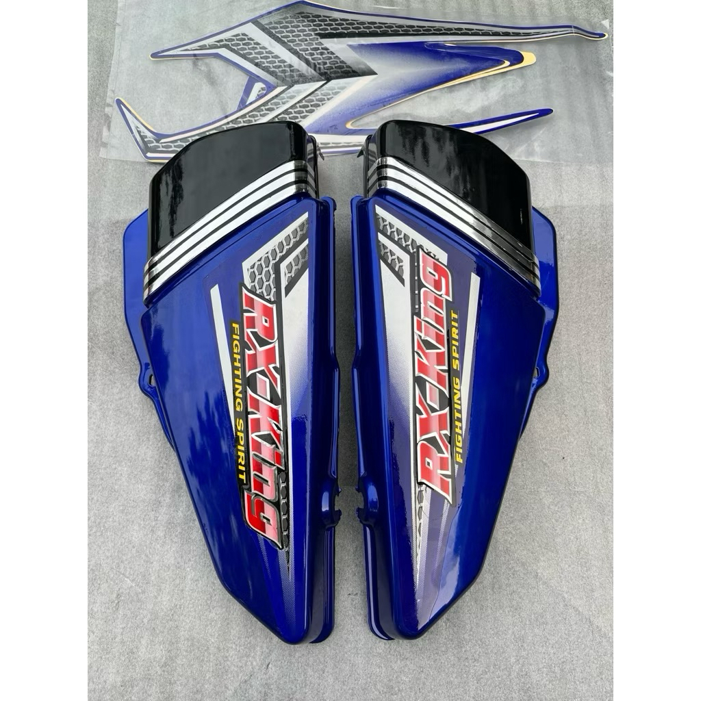 COVER TUTUP AKI BOK AKI RX KING 2004 BIRU LIS CROM SET EMBLEM