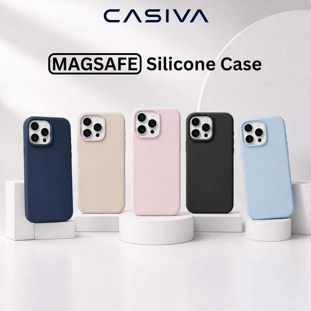 CASIVA Magsafe Premium Silicone Case Polos for iPhone 14 13 12 PRO PROMAX Lengkap Anti Noda Softcase