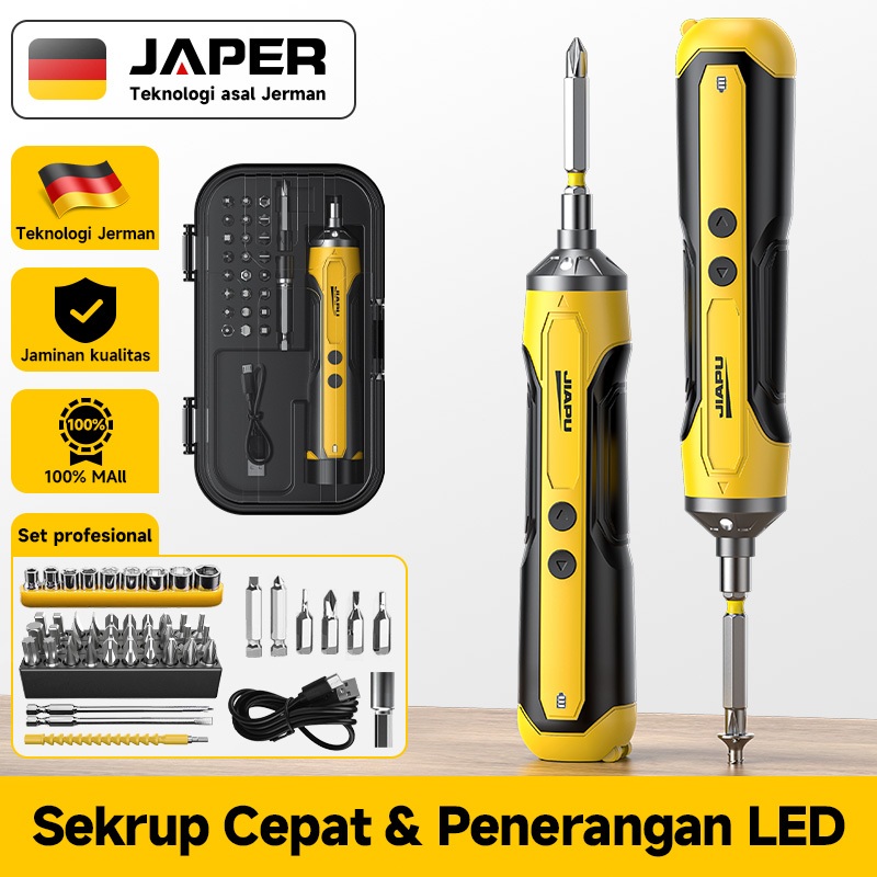 NEW JAPER Obeng Elektrik Set Lengkap Tool Box Mesin Bor Mini Listrik Perkakas Toolkit Komplit