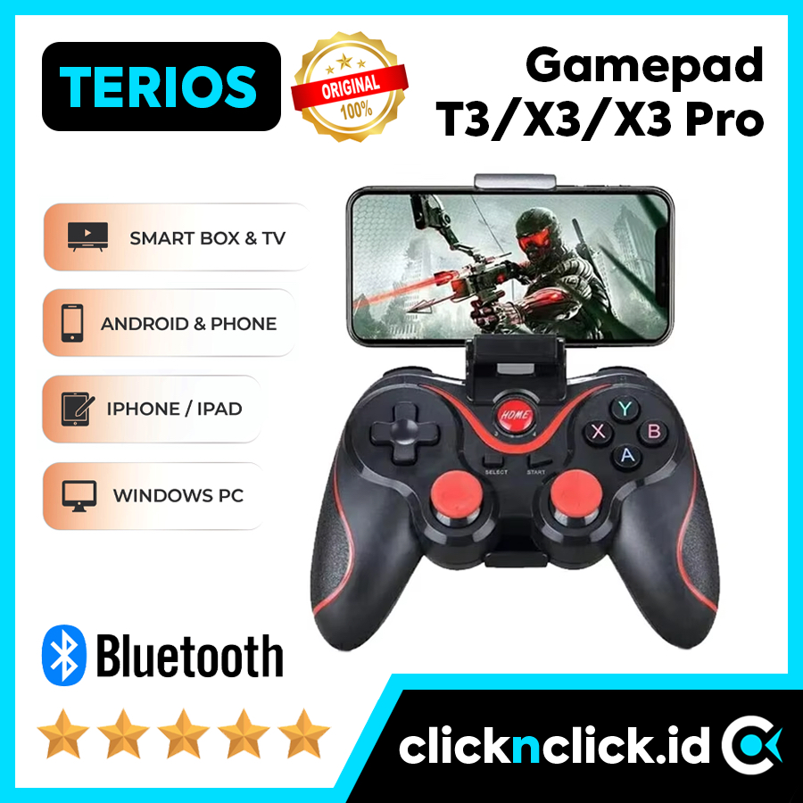 TERIOS T3/X3/X3 Pro - Gamepad Wireless Bluetooth + Phone Holder Joystick Joy Stick Stik Controller K