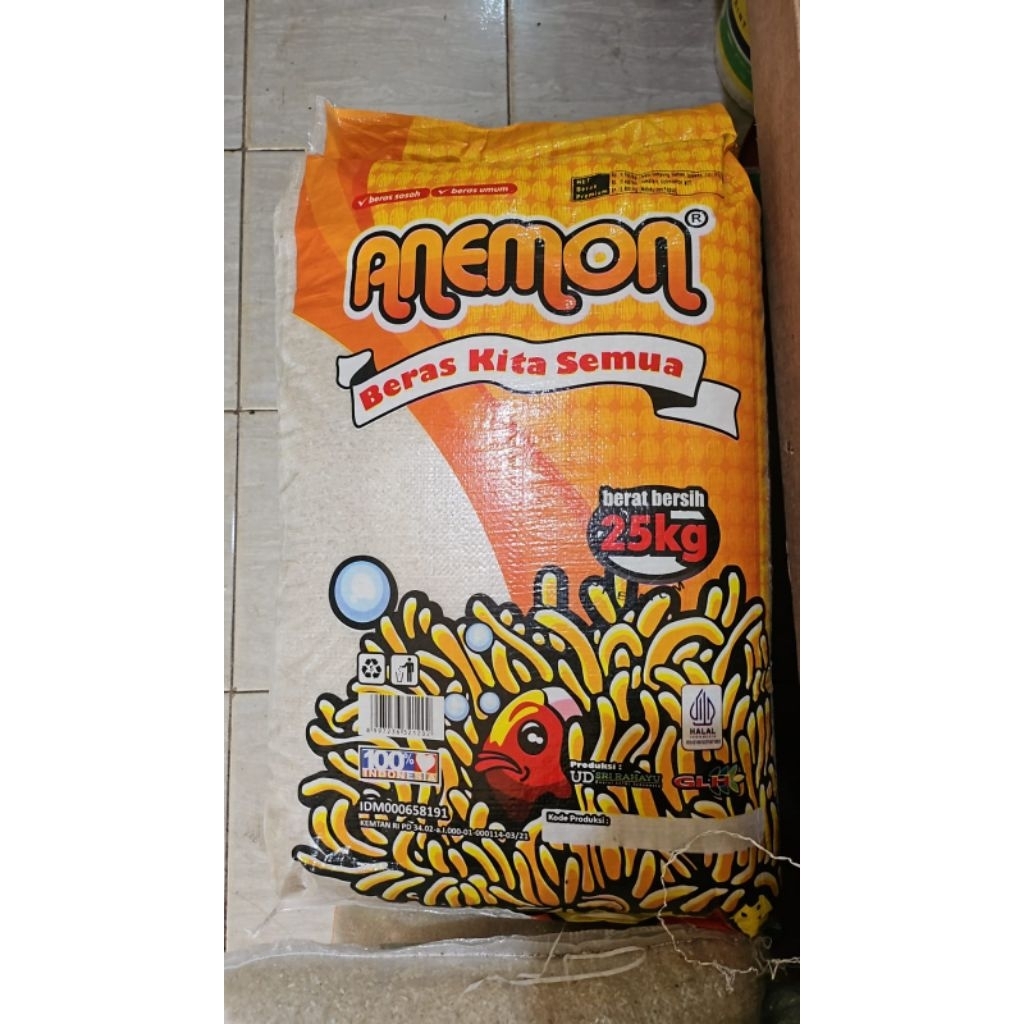Beras 25 Kg ANEMON - Premium, Pulen, Bersih, Tanpa Pemutih || (HARGA GROSIR CHAT ADMIN)