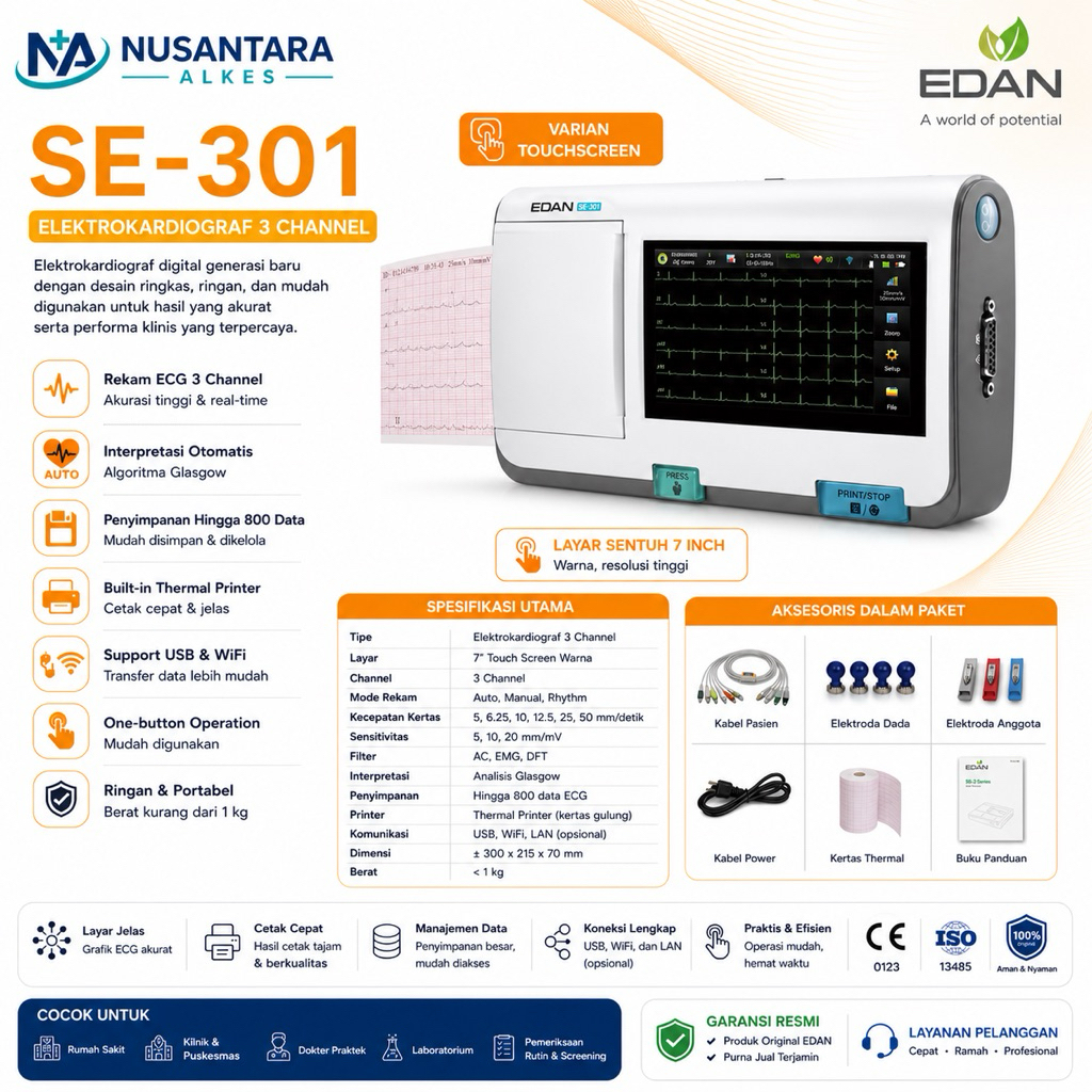 ECG EDAN SE-301 FULL TOUCH SCREEN