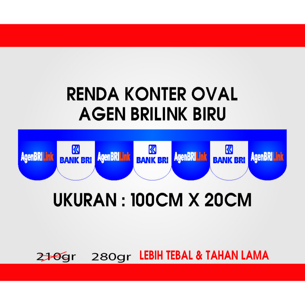 SPANDUK RENDA KONTER AGEN BRILINK BIRU OVAL