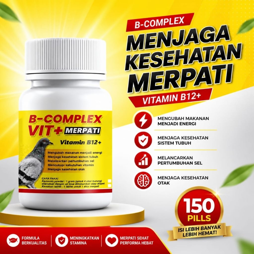150 Tablet B-Complex Vit+ Merpati - Vitamin B Kompleks untuk Burung Merpati