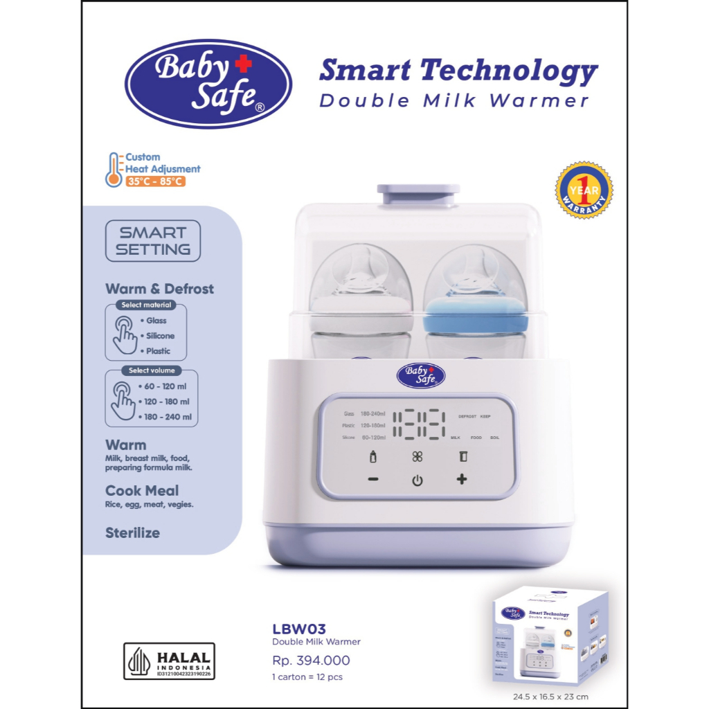 Babysafe Twin Bottle Warmer/penghangat susu/ LB216 & LBW01