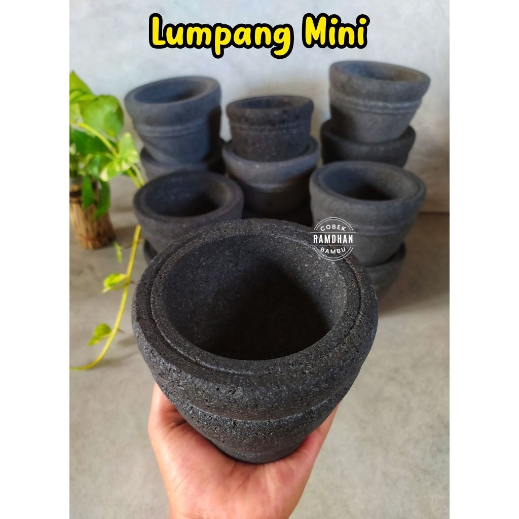Lumpang Batu Mini Lesung Batu FREE Alu Batu