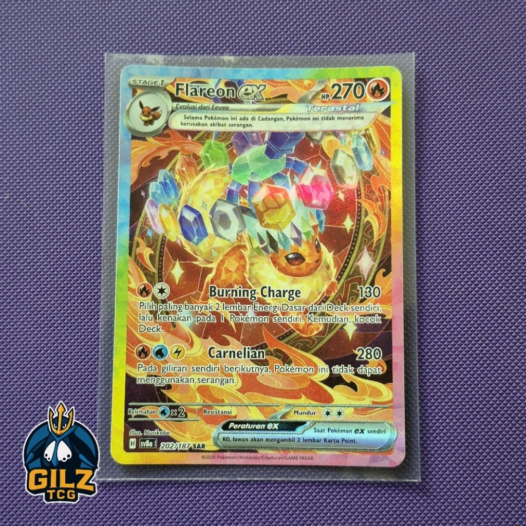 Kartu Pokemon Flareon EX SAR 202/187