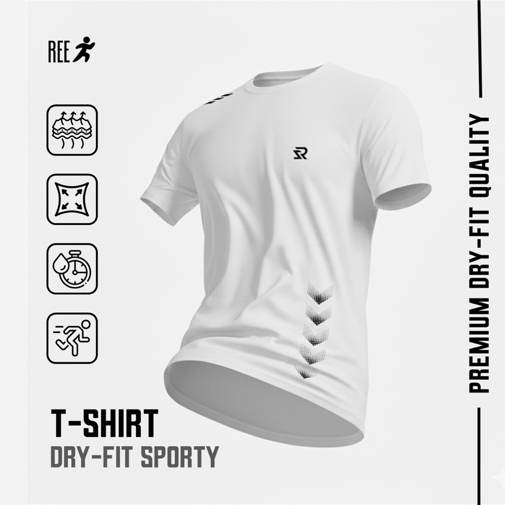 Jersey Sport Kaos Olahraga Dry Fit Premium Pria Wanita ( warna putih )