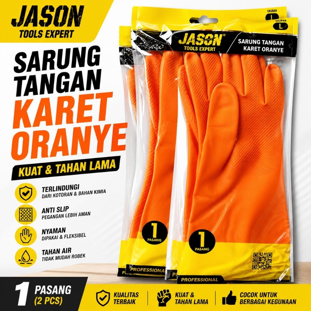 Sarung tangan karet latex tebal panjang Jason