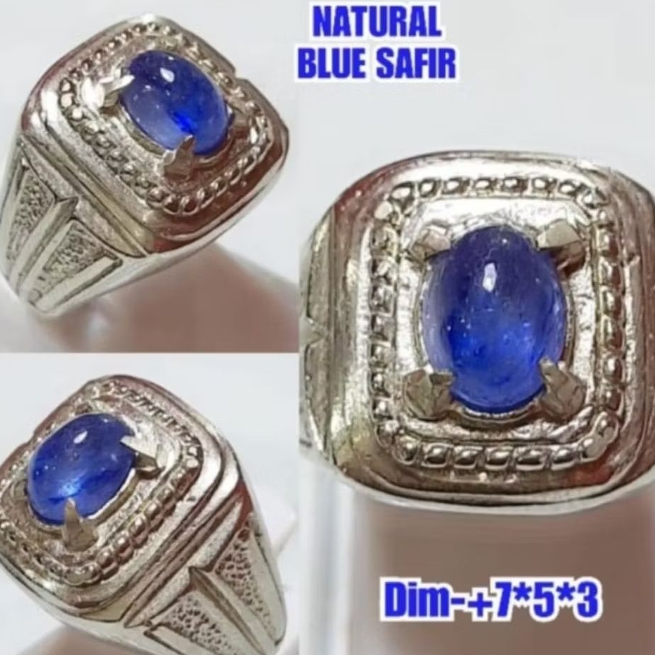 Cincin Batu Permata Blue Safir Afrika Natural