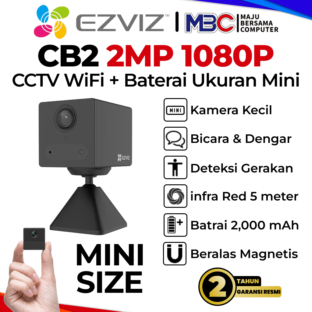 Ezviz CB2 Mini Size Spy Cam Baterai Portable 2MP 1080P Smart CCTV Wi-Fi WiFi Wireless Camera IP Baby