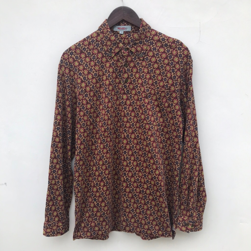 Kaos Kerah Kenzo Golf Full Print Polo Shirt sz Medium