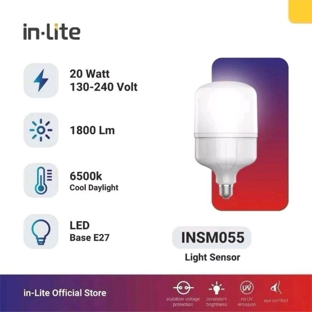 InLite LED Lampu Sensor Cahaya INSM033 9 Watt / ￼InLite LED Lampu Sensor Cahaya INSM055 - 20-30 watt