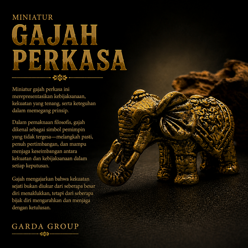 Miniatur Hiasan Gajah Perkasa Bahan Kuningan Sari Antik