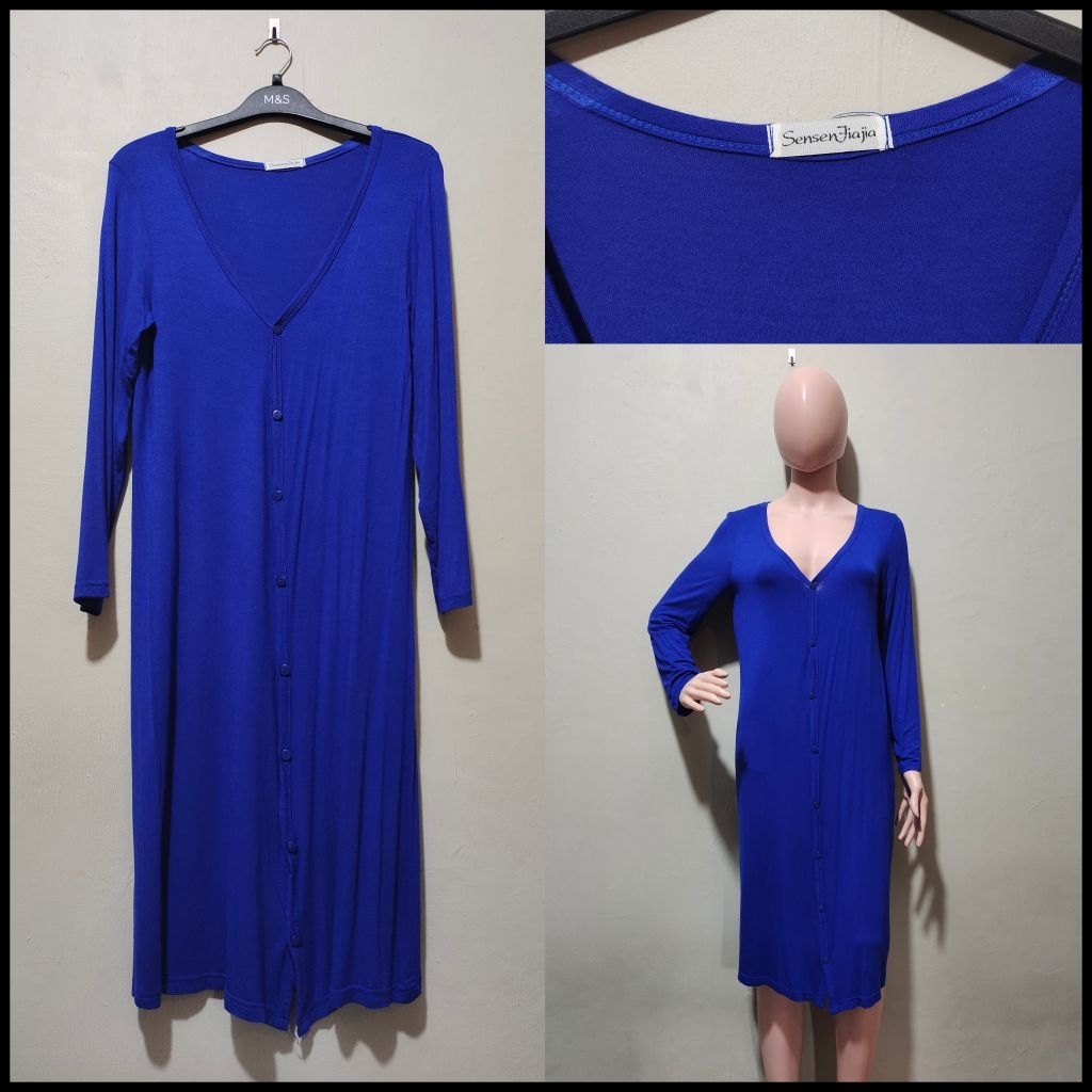 SENSEN JIA JIA Long cardigan blue cardigan outerwear blue outerwear biru cardigan biru blue outer bl
