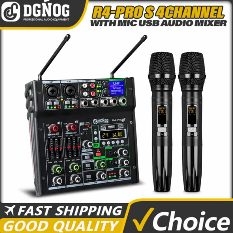 PUCUK Audio Mixer Bluetooth soundcard Console 5 Channel with 2 mic Karoke  konser imam masjid studio