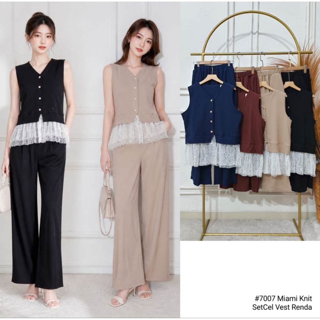 TERMURAH!! SETCEL VEST MIAMI KNIT RENDA