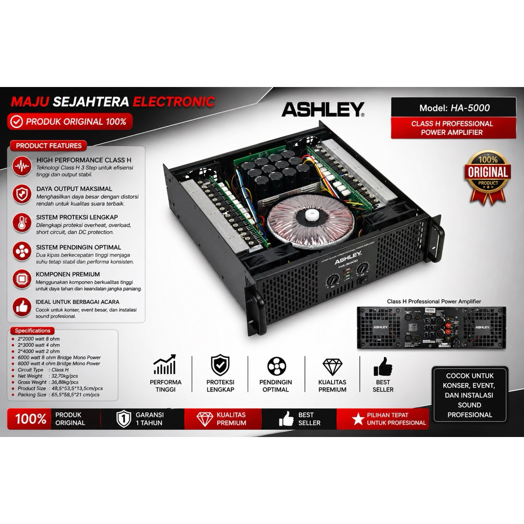 POWER ASHLEY 2 CHANNEL CLASS H ORIGINAL HA-5000 HA5000 HA 5000