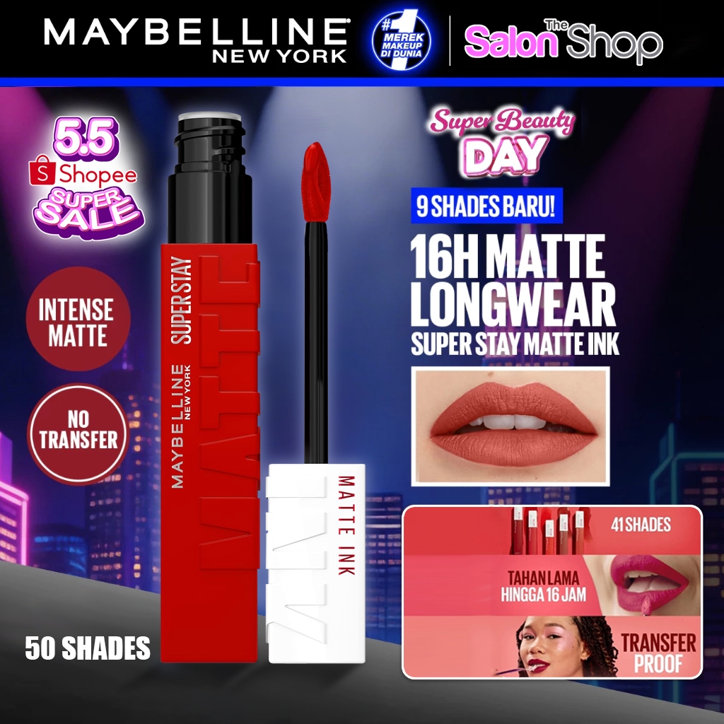 Maybelline Superstay Matte Ink Liquid Matte Lipstick Tahan Lama Transferproof 30+ Warna | gdkd01
