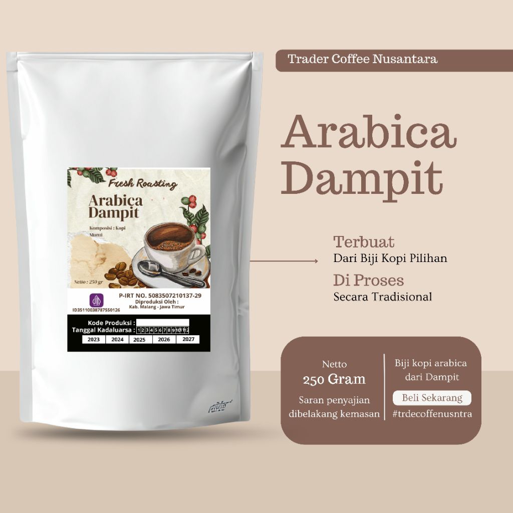 Kopi Arabica Dampit 250 Gram - Fruity & Light Body