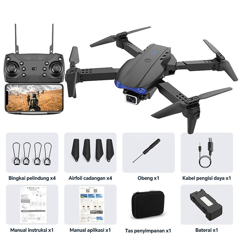 Drone E99 Pro 4k HD Dual Camera Shoot Original Indoor Outdoor Drone Mini Dengan Kamera HD Drone WiFi