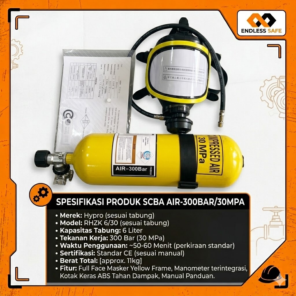 SCBA Hypro 6 Liter Steel Cylinder - Breathing Apparatus Pemadam & Rescue