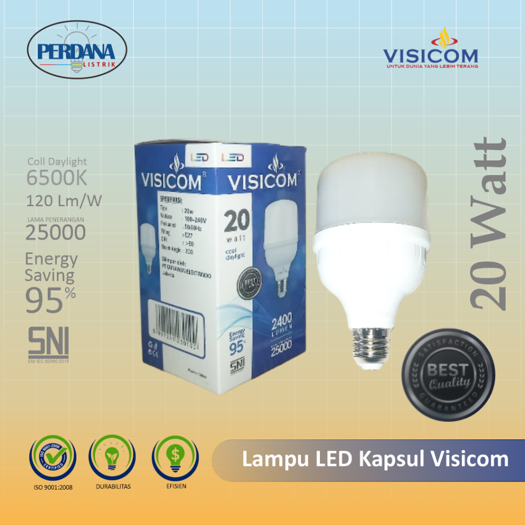 Lampu LED Kapsul VISICOM 20 Watt - Hemat Energi, Daya Tahan Lama, Desain Minimalis