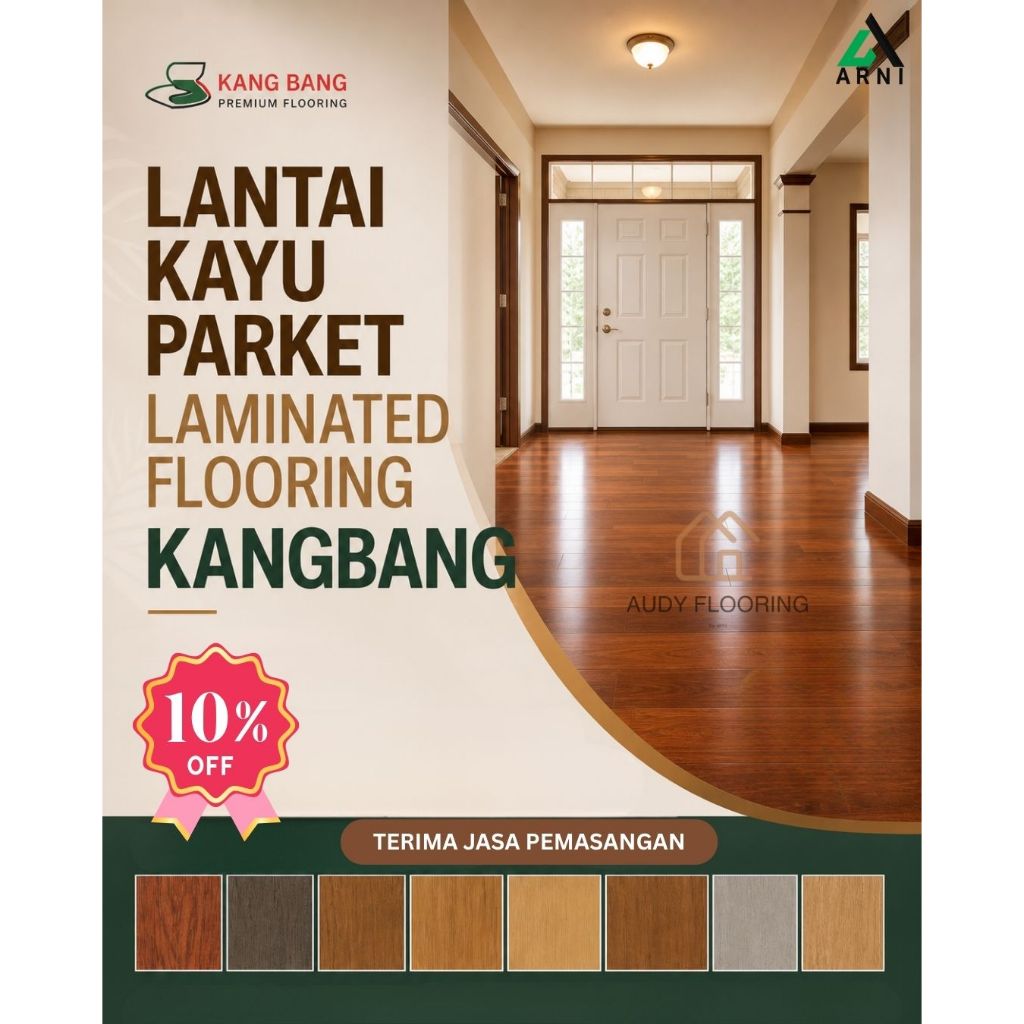 Lantai Kayu Parket Lamminated Flooring KANGBANG tebal 8mm | Dekorasi Lantai Parket | Parket Motif Wo
