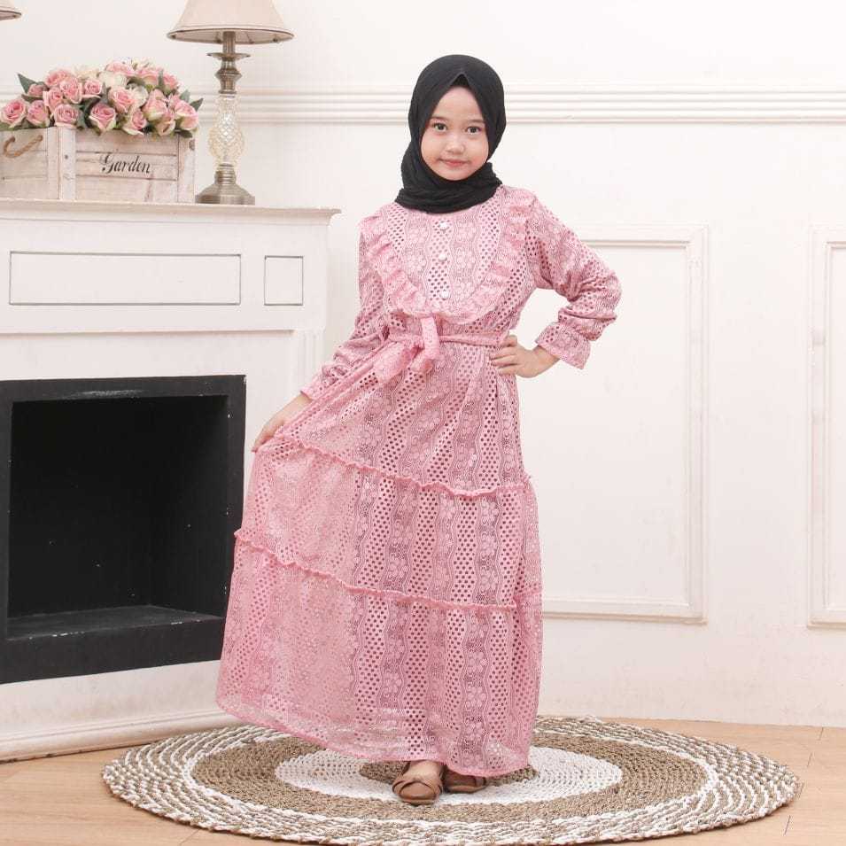 ELBISE - Gamis Anak Classic Baju Lebaran Dress Muslim Brokat Shabby