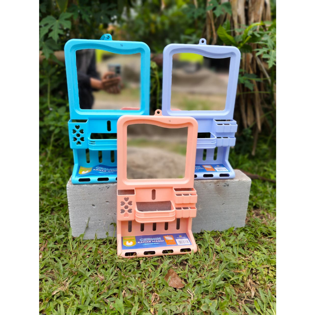 Rak Kosmetik Dinding Cermin Rak Kaca Gantung Kamar Mandi Golden Hen Standing Mirror Minimalis Rak Sa