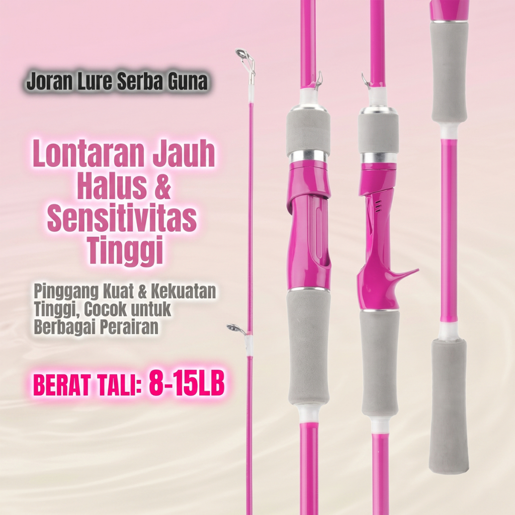 Joran Pancing Pink Lure Rod Cantik Estetik 8-15LB Spinning Casting BC Joran Kuat Lentur Smoot Long C