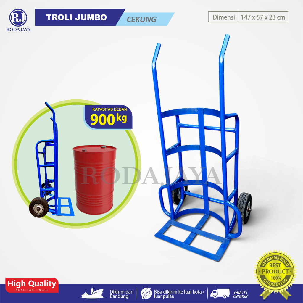 Trolley JUMBO Kapasitas beban 900 kg / troli Drum oli / alat angkut Multifungsi serbaguna / Troli do