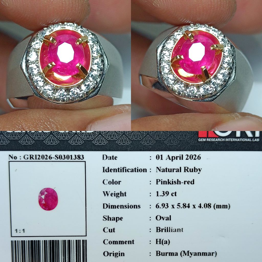 NATURAL RUBY CORUNDUM BURMA MYANMAR HEATED A TOP LUSTER GOOD COLOR RING PERAK HANDMADE ELEGAN MEMO G