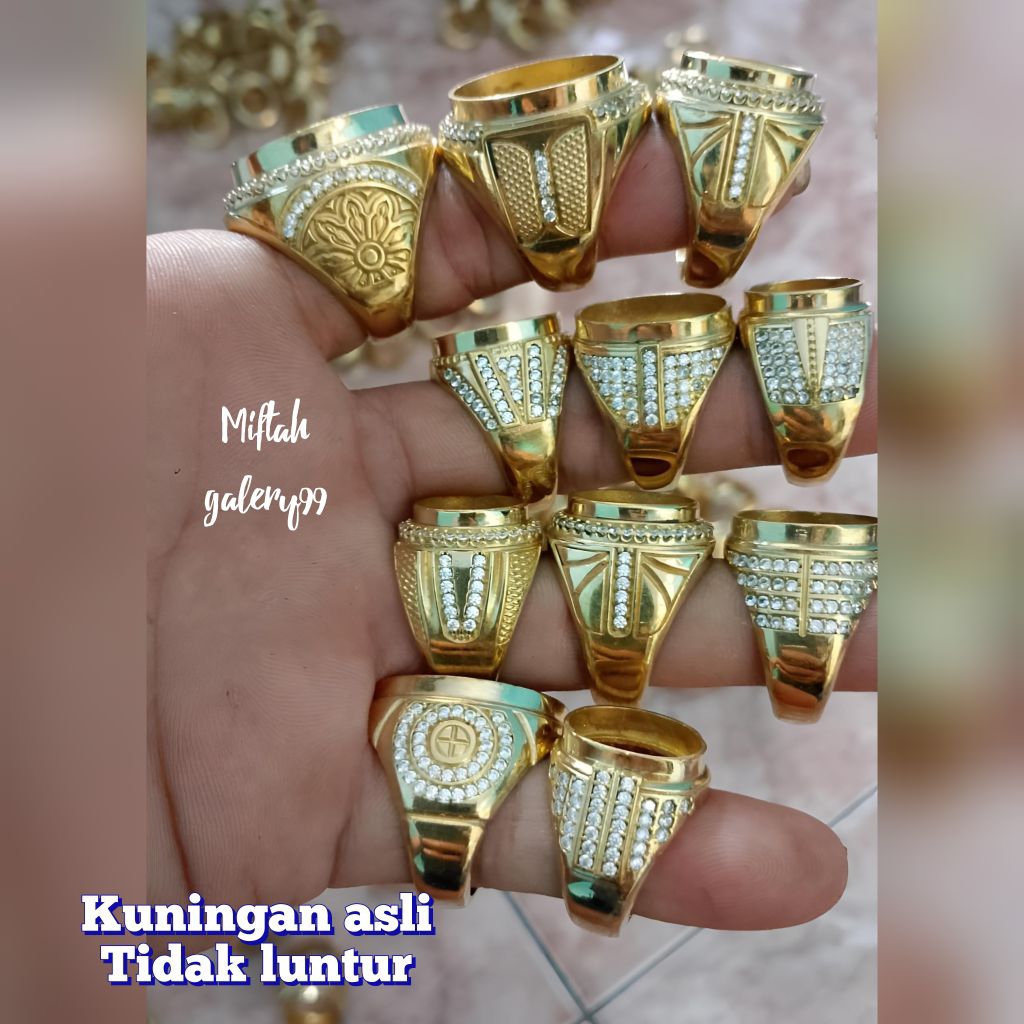 Emban cincin kuningan asli microseting zircon