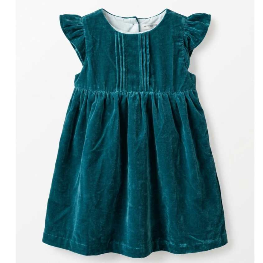 Dress Anak Perempuan (18-24 Bulan) Crazy8 Emerald Green Velvet Original Sisa Ekspor