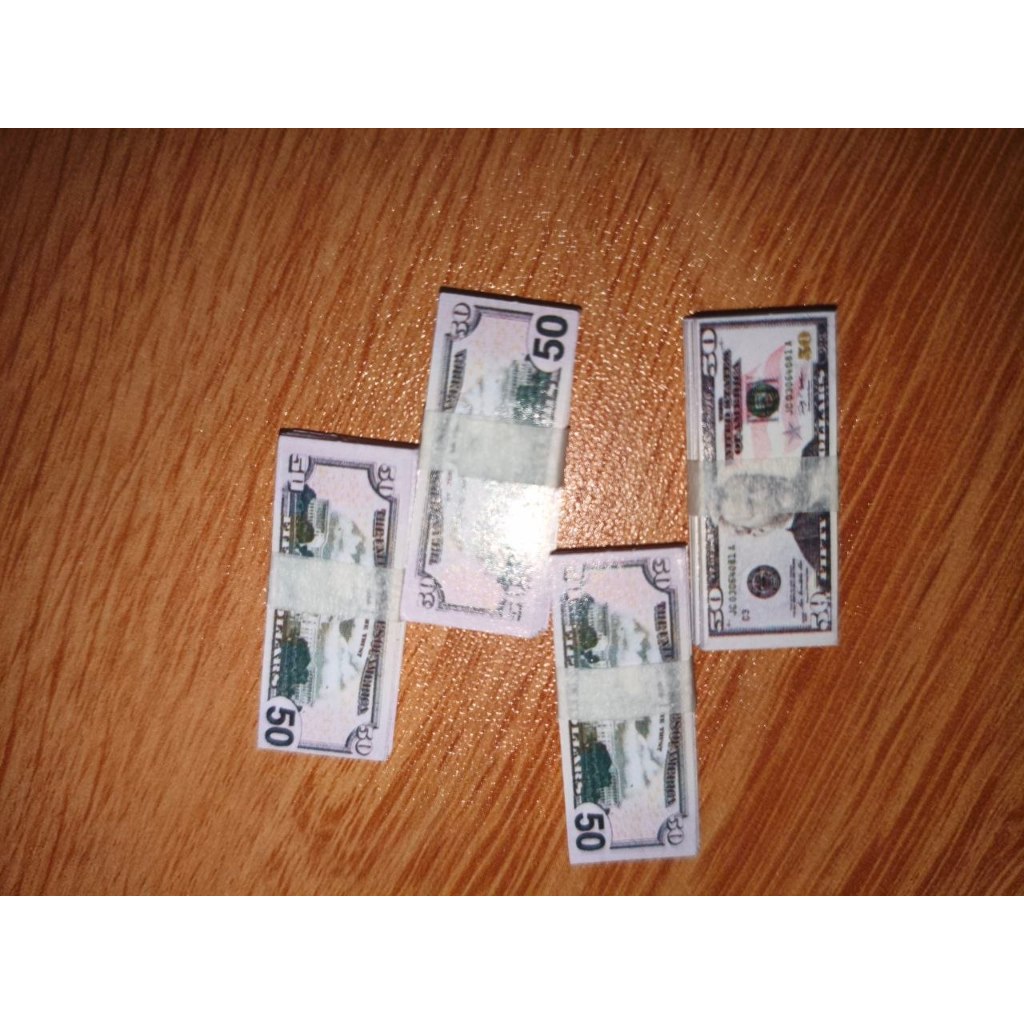Miniatur Mini Uang Kertas tebal 50 Dolar, Model Realistis, Koleksi Dekoratif dalam 1 bundel isi 5 LE