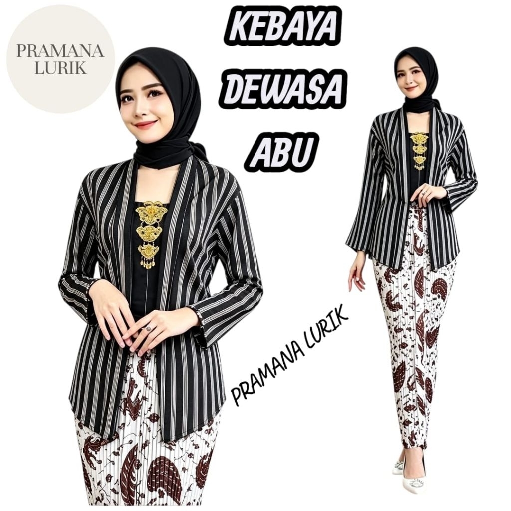 Ready Stock Baju Lurik Adat Jawa KUTUBARU  ABU Wanita