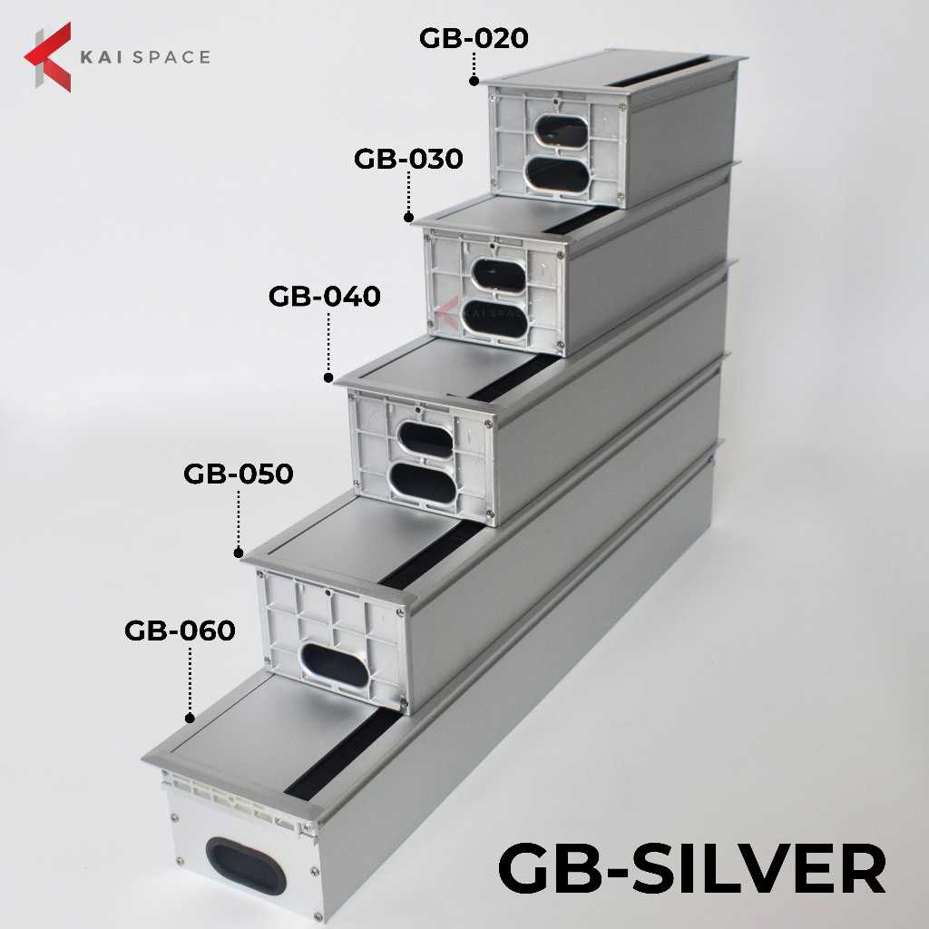 Box Stop Kontak Meja Alumunium Silver - Flip Cover Stop Kontak Kabel Meja Kerja Meeting Komputer Spa