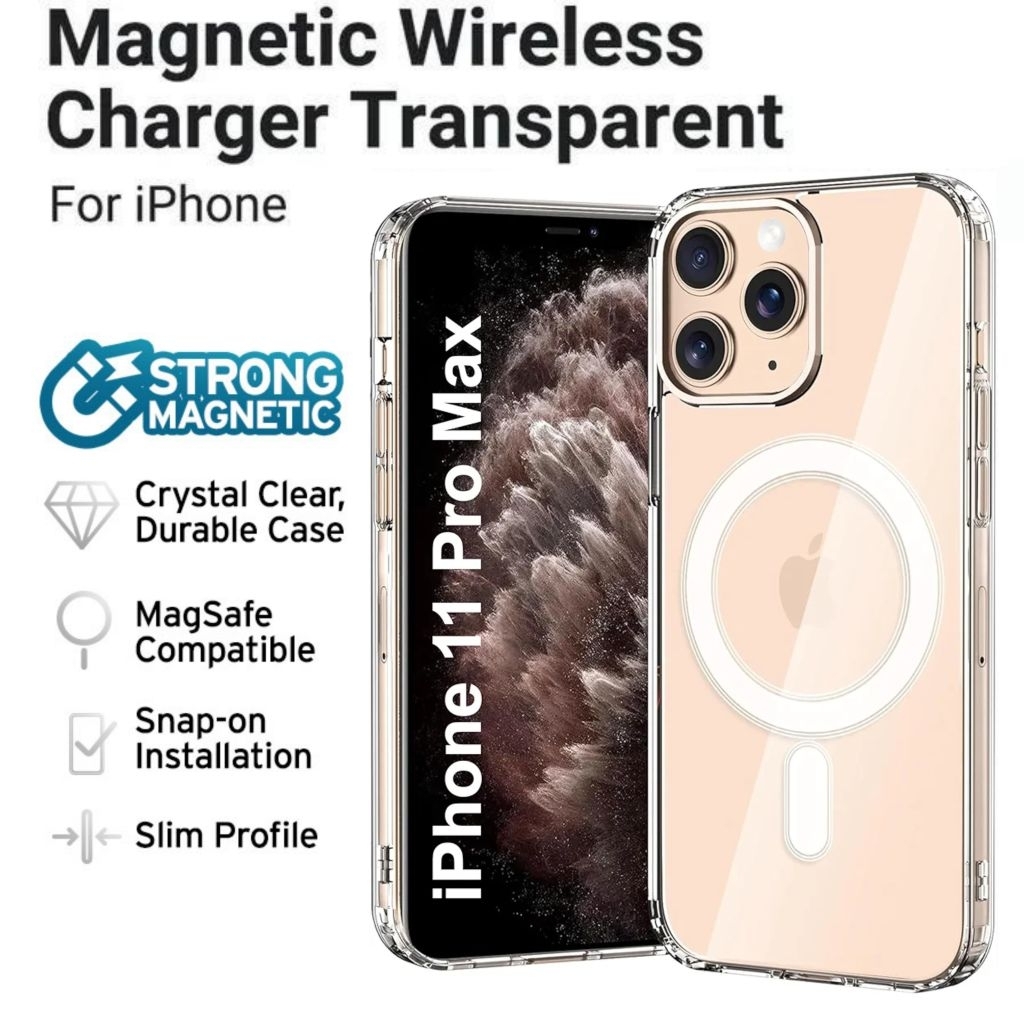 Case Iphone 11 Pro Max Magsafe Clear Case Magnetic Wireless Charger Hardcase Drop Protection