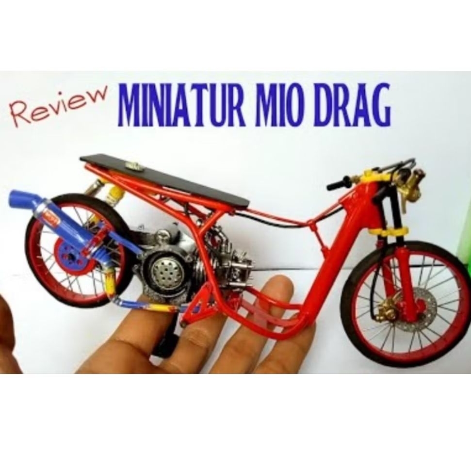 mainan miniatur motor Yamaha Mio sporty modifikasi drag charger usb