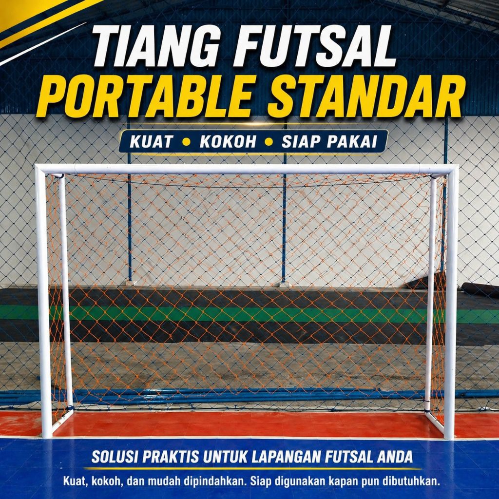 Tiang Gawang Futsal 2x3 Meter Portable Besi – Mudah Bongkar Pasang