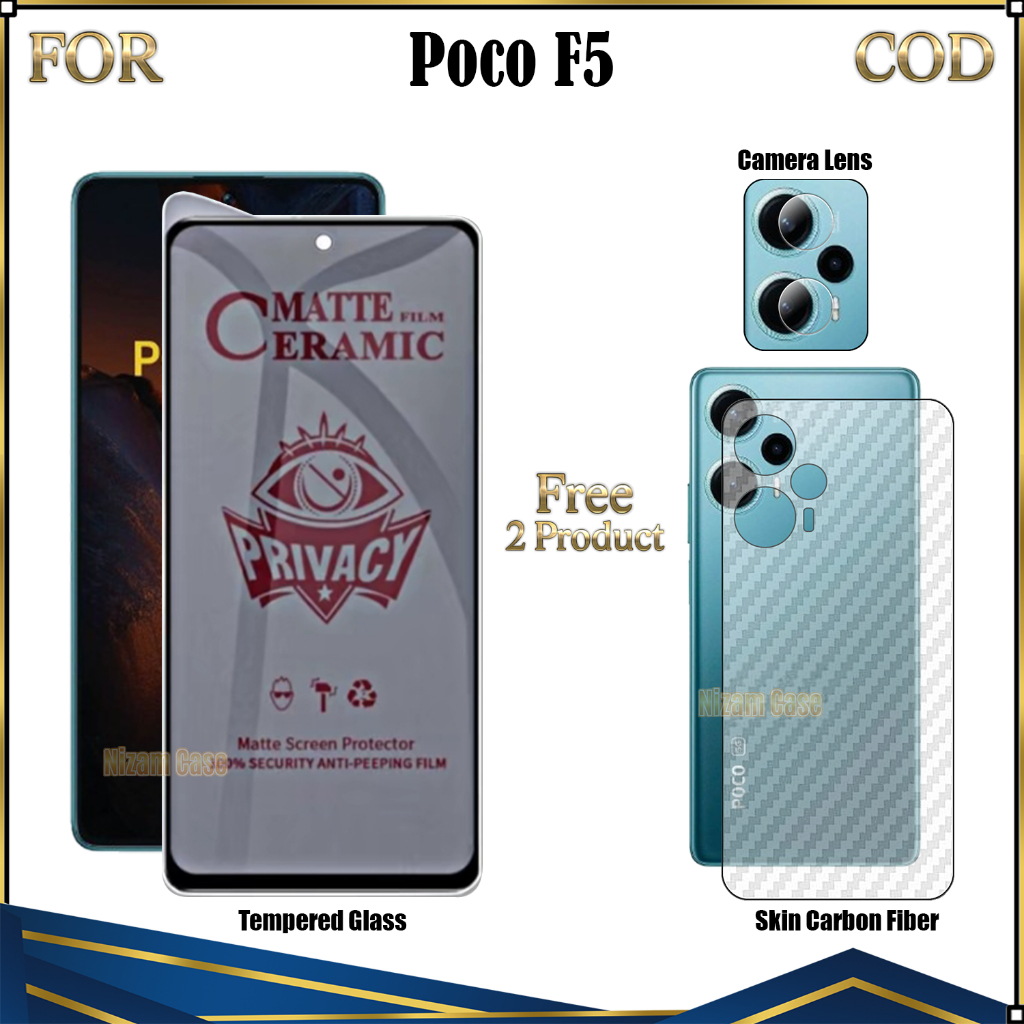 Paket 3IN1 Tempered Glass Xiaomi PocoF3 F4 F4 GT F5 Free Skin Carbon + Camera Glass