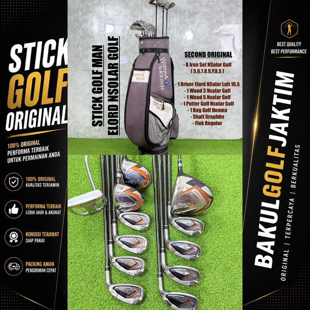 Fullset Stick Golf Elord N Solar Golf Original Bekas Lengkap + Bag Golf