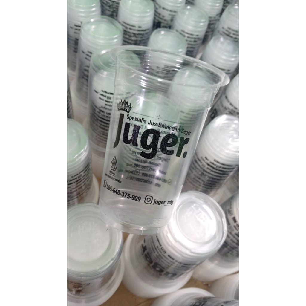 Gelas Cup HOK 16 oz  Datar + Sablon Custom