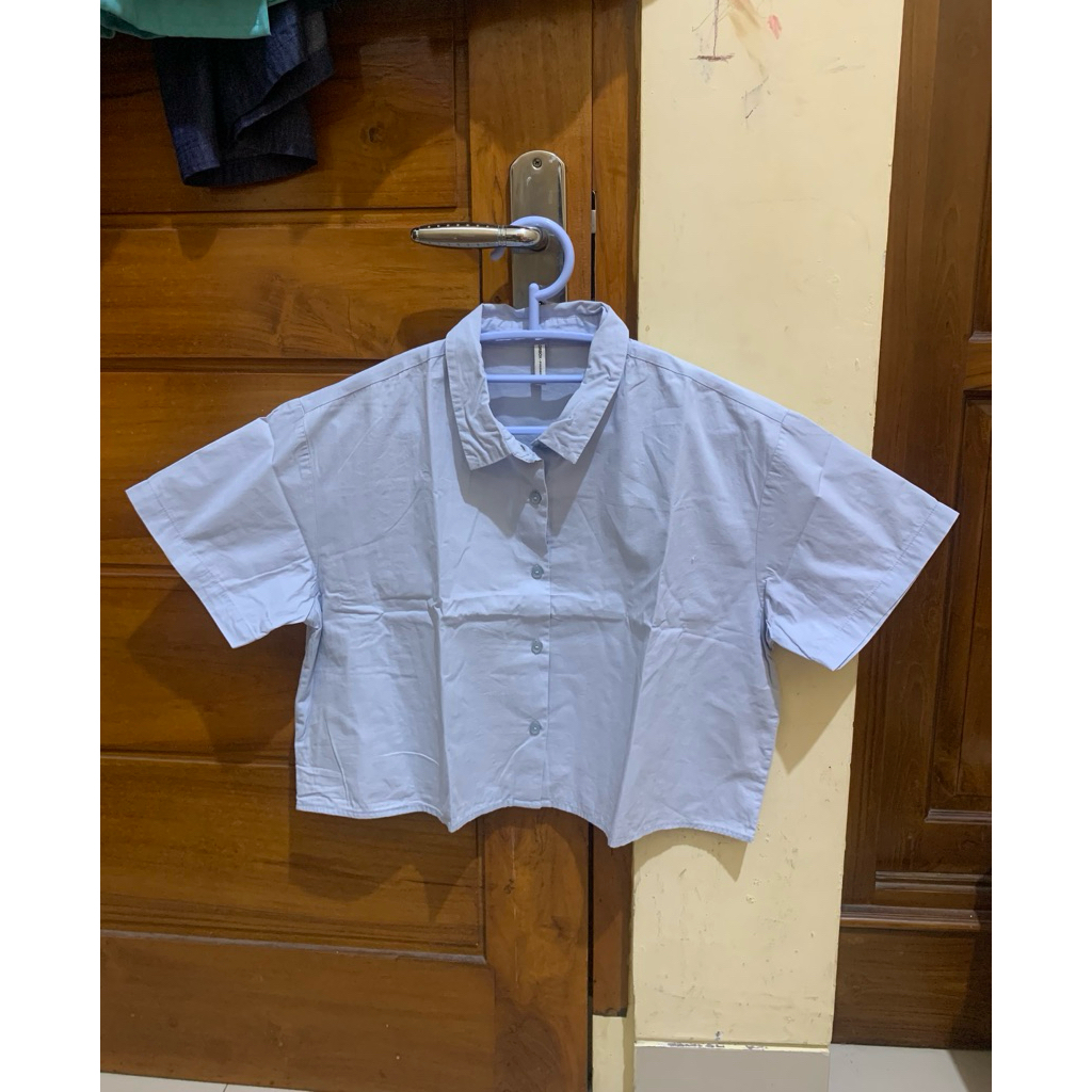 Kemeja Crop Colorbox Sky Blue